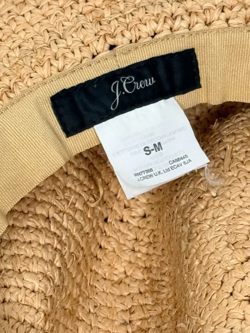 J CREW Extra Wide Brim Packable Straw Chic Beach Feminine Bow Oversized Hat S/M
